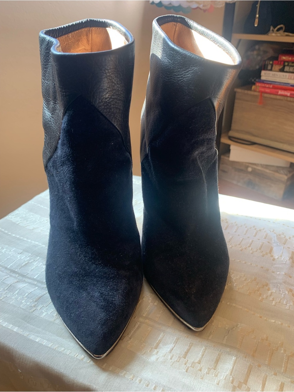 Iro Women’s Pointed Toe Ankle Boots in Blue Suede SZ 38